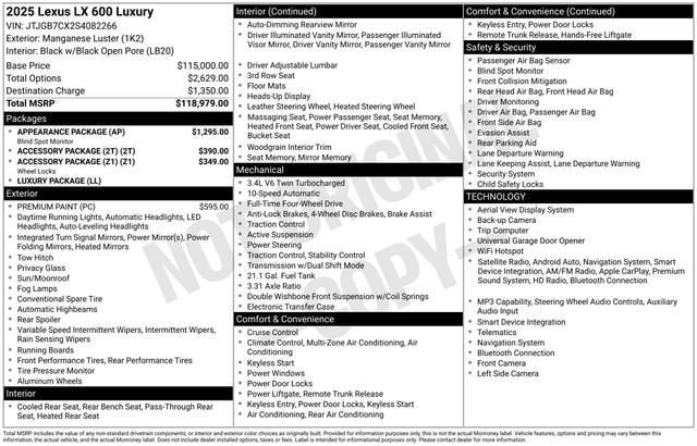 Used 2025 Lexus LX 600 4WD w/ Appearance Package image 31