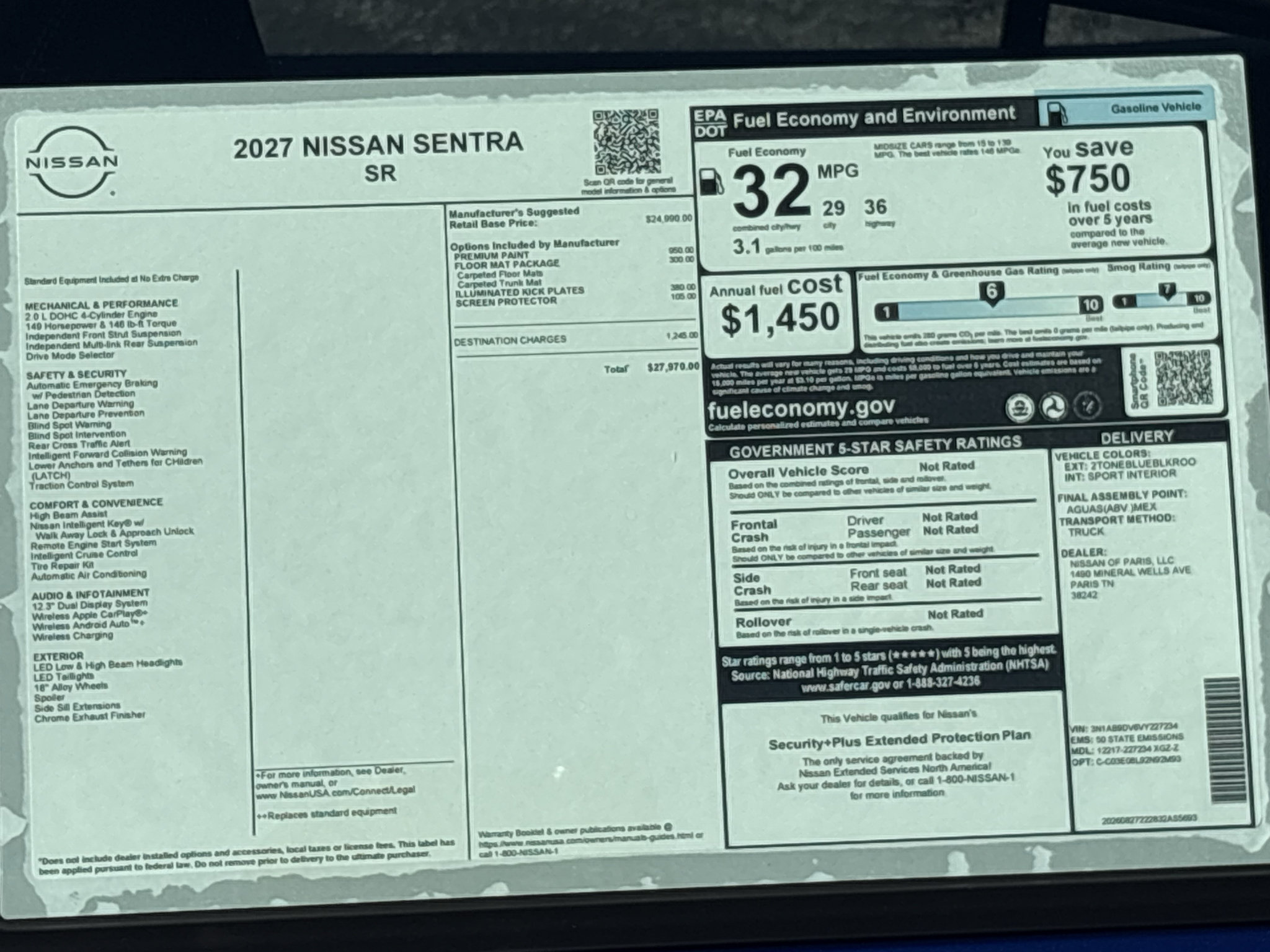 New 2027 Nissan Sentra SR w/ Floor Mat Package FWD image 30