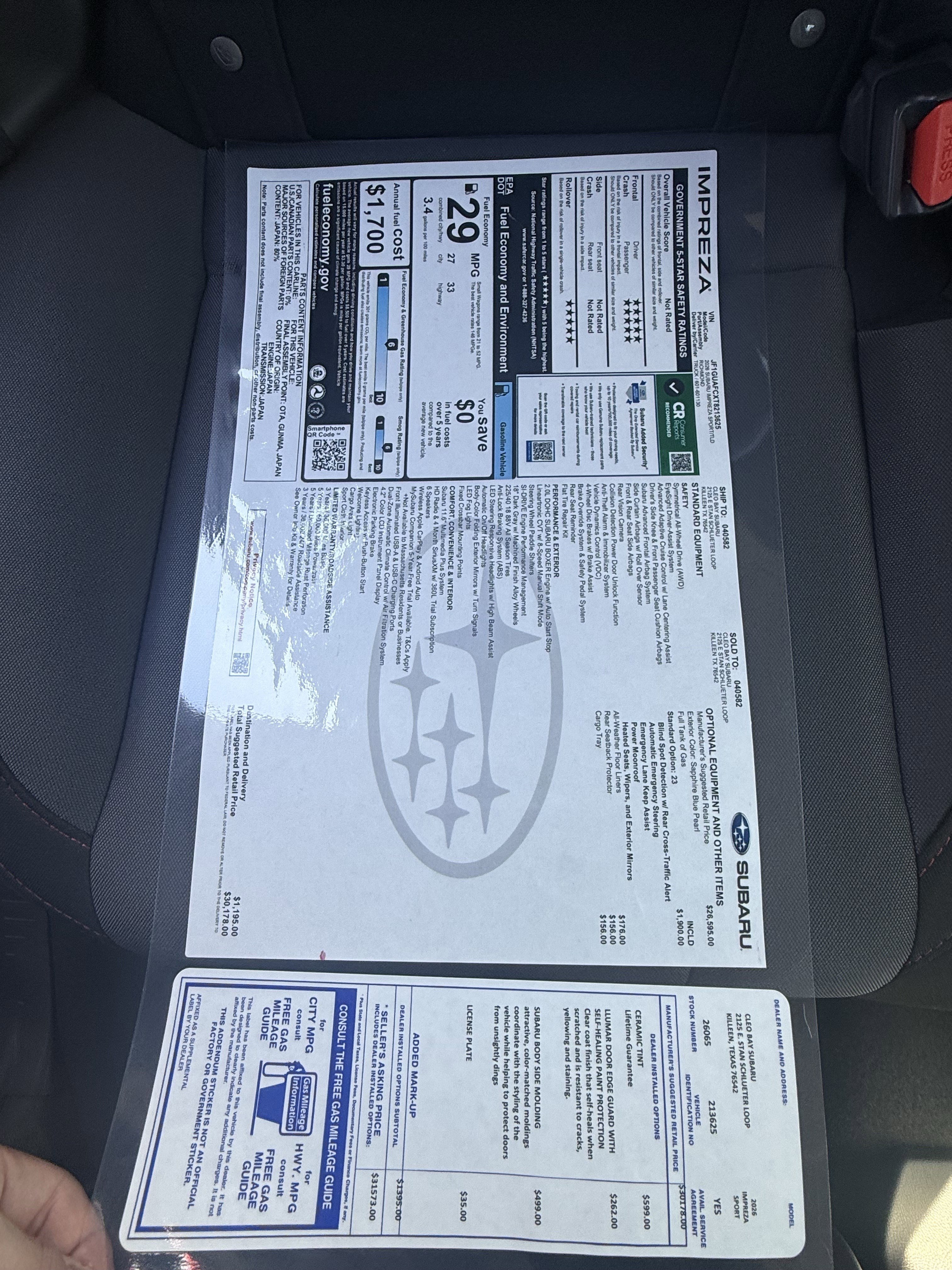 New 2026 Subaru Impreza 2.0i Sport image 30