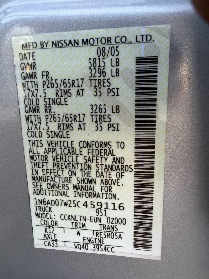 Used 2005 Nissan Frontier LE w/ (X01) Leather Pkg AWD/4WD image 49