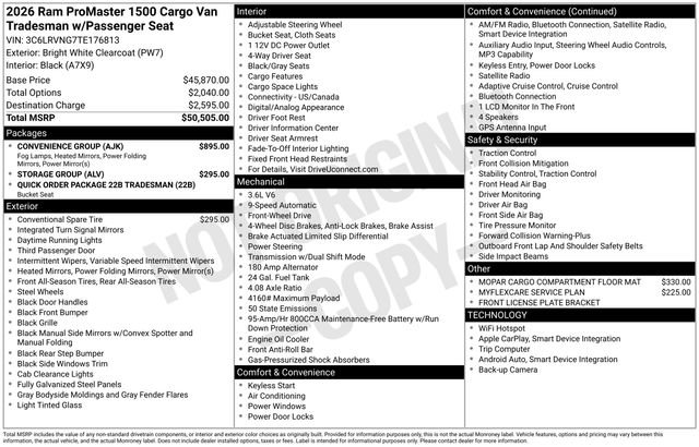 New 2026 RAM ProMaster 1500 w/ Convenience Group image 16