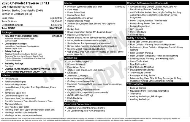 New 2026 Chevrolet Traverse LT w/ Sun and Wheel Package image 5