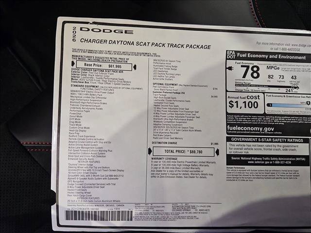 New 2026 Dodge Charger Daytona Scat Pack w/ Track Package AWD/4WD image 18