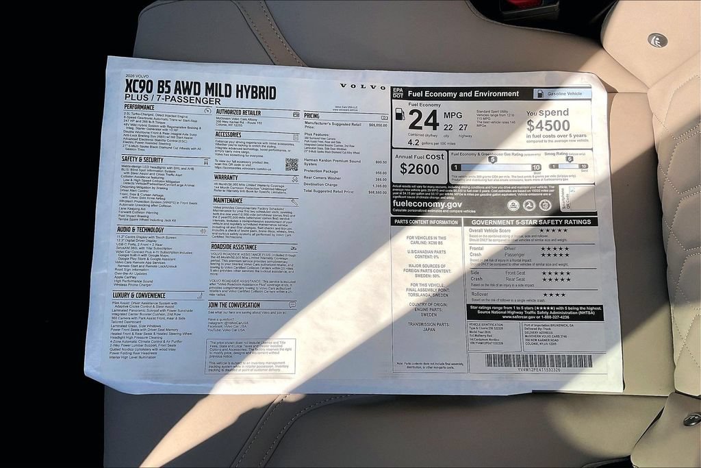 New 2026 Volvo XC90 B5 Plus w/ Protection Package Premier AWD/4WD image 15