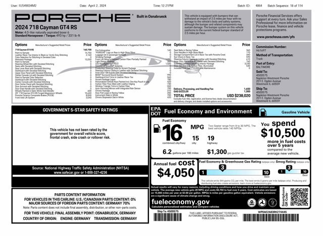 Used 2024 Porsche 718 Cayman GT4 RS