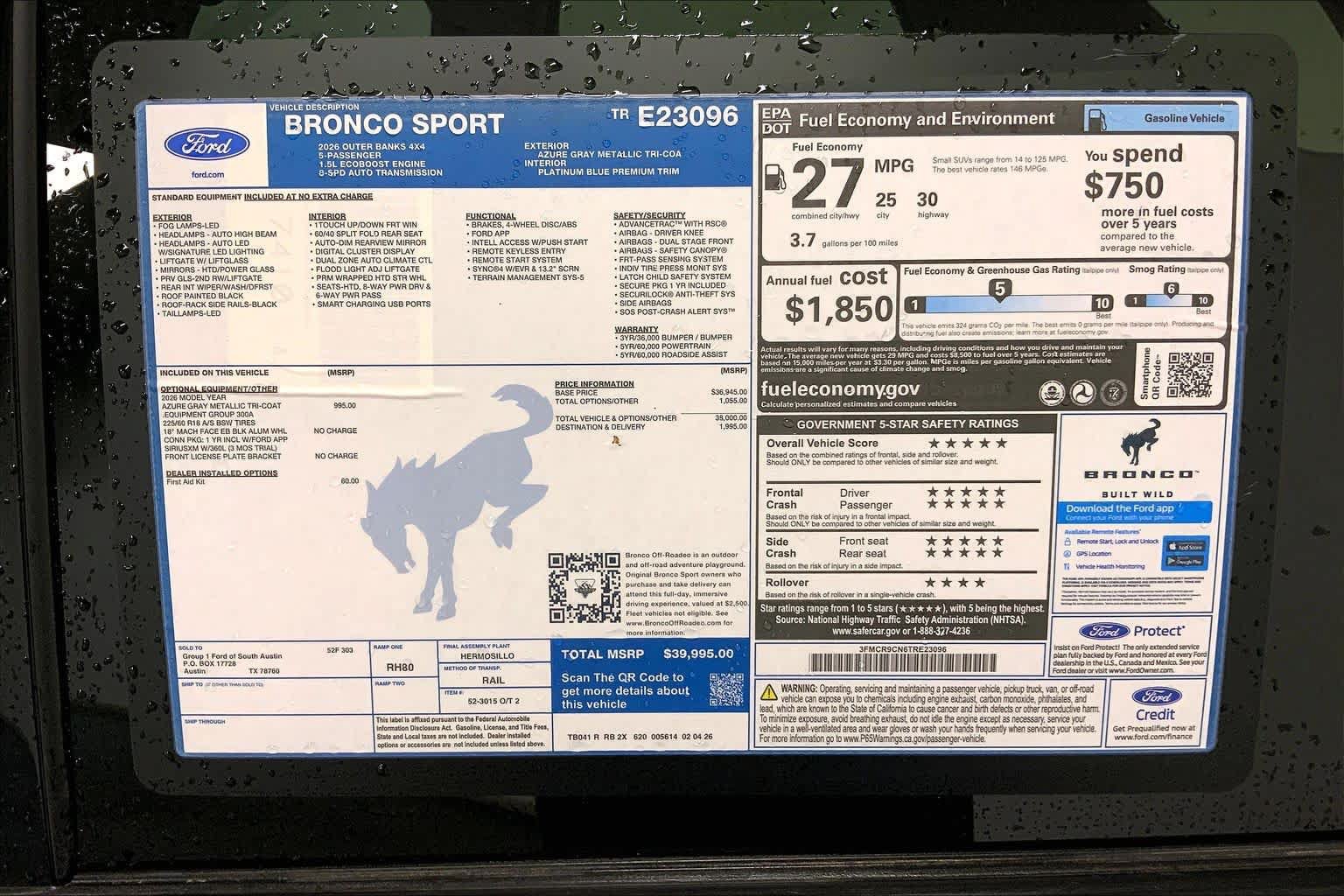 New 2026 Ford Bronco Sport Outer Banks AWD/4WD image 21