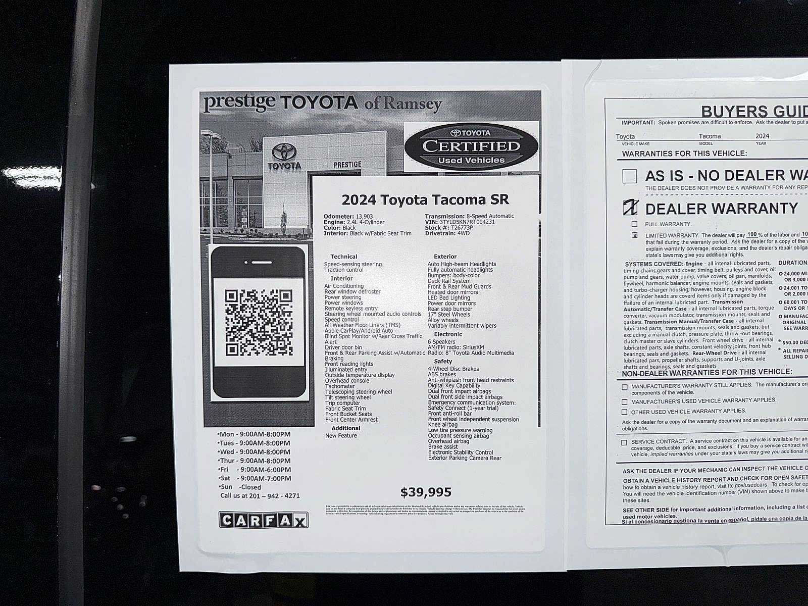 Used 2024 Toyota Tacoma SR w/ SR Upgrade Package AWD/4WD image 13
