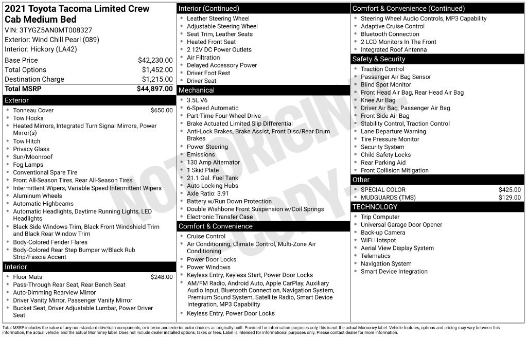 Certified 2021 Toyota Tacoma Limited AWD/4WD image 29