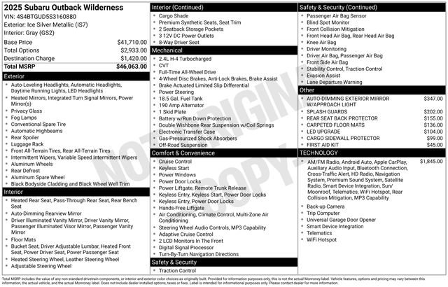 Certified 2025 Subaru Outback Wilderness AWD/4WD image 31