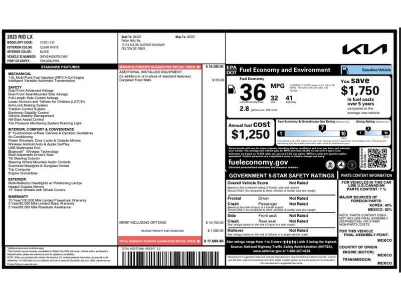 Certified 2023 Kia Rio LX FWD image 9