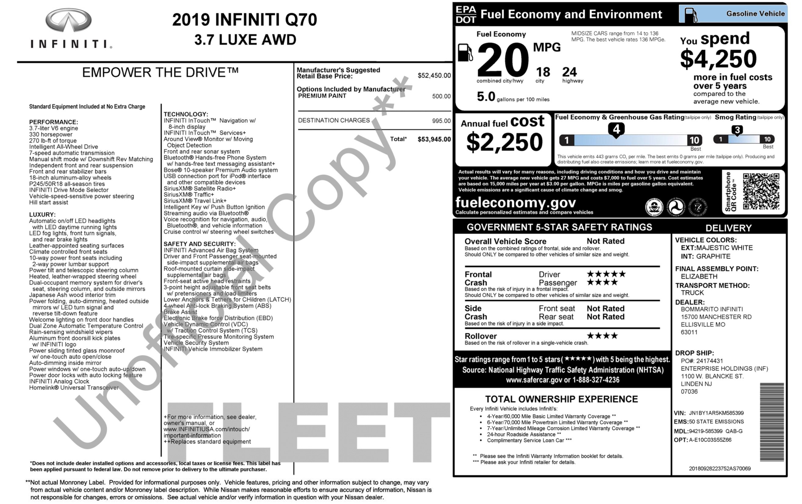 Used 2019 INFINITI Q70 Luxe image 3