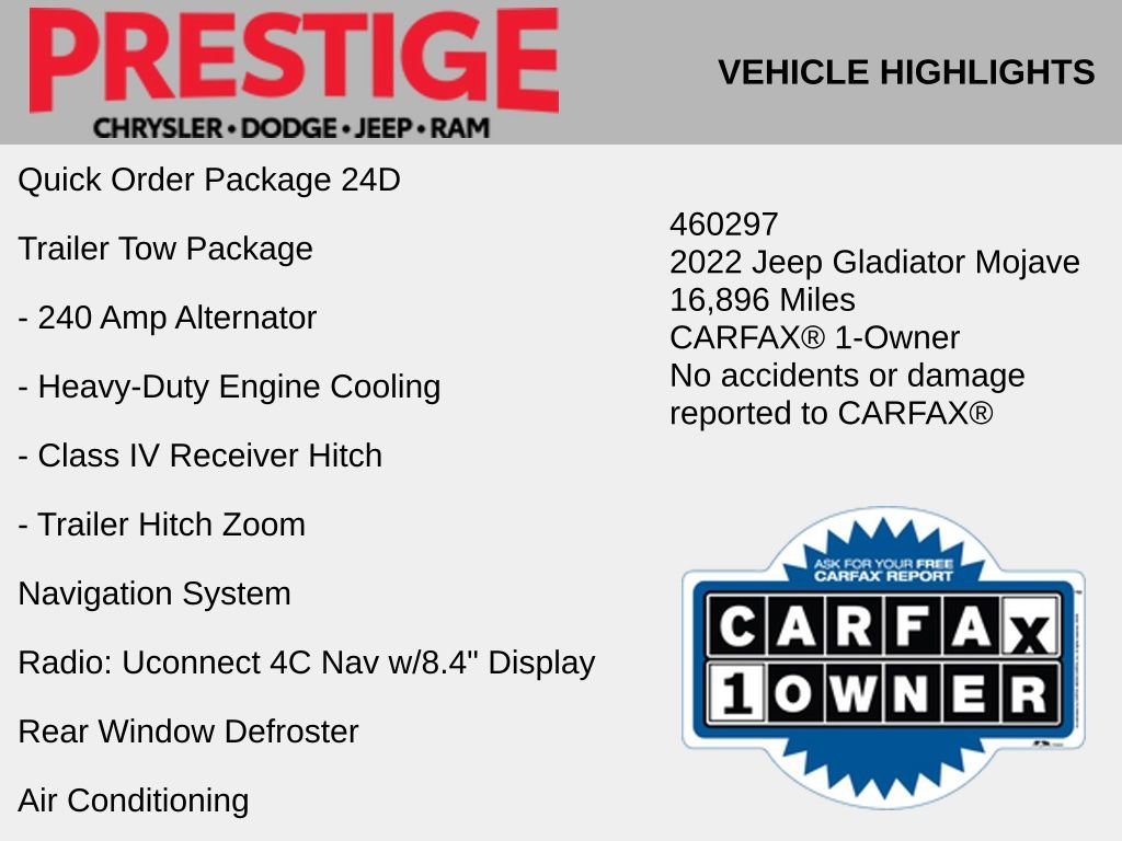 Used 2022 Jeep Gladiator Mojave w/ Trailer Tow Package AWD/4WD image 2