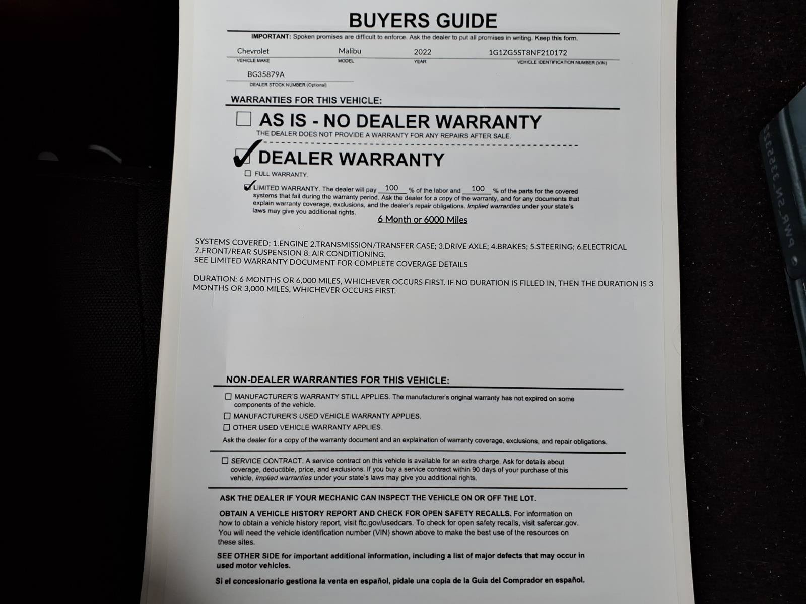 Used 2022 Chevrolet Malibu RS w/ LPO, Convenience Package 1 FWD image 35