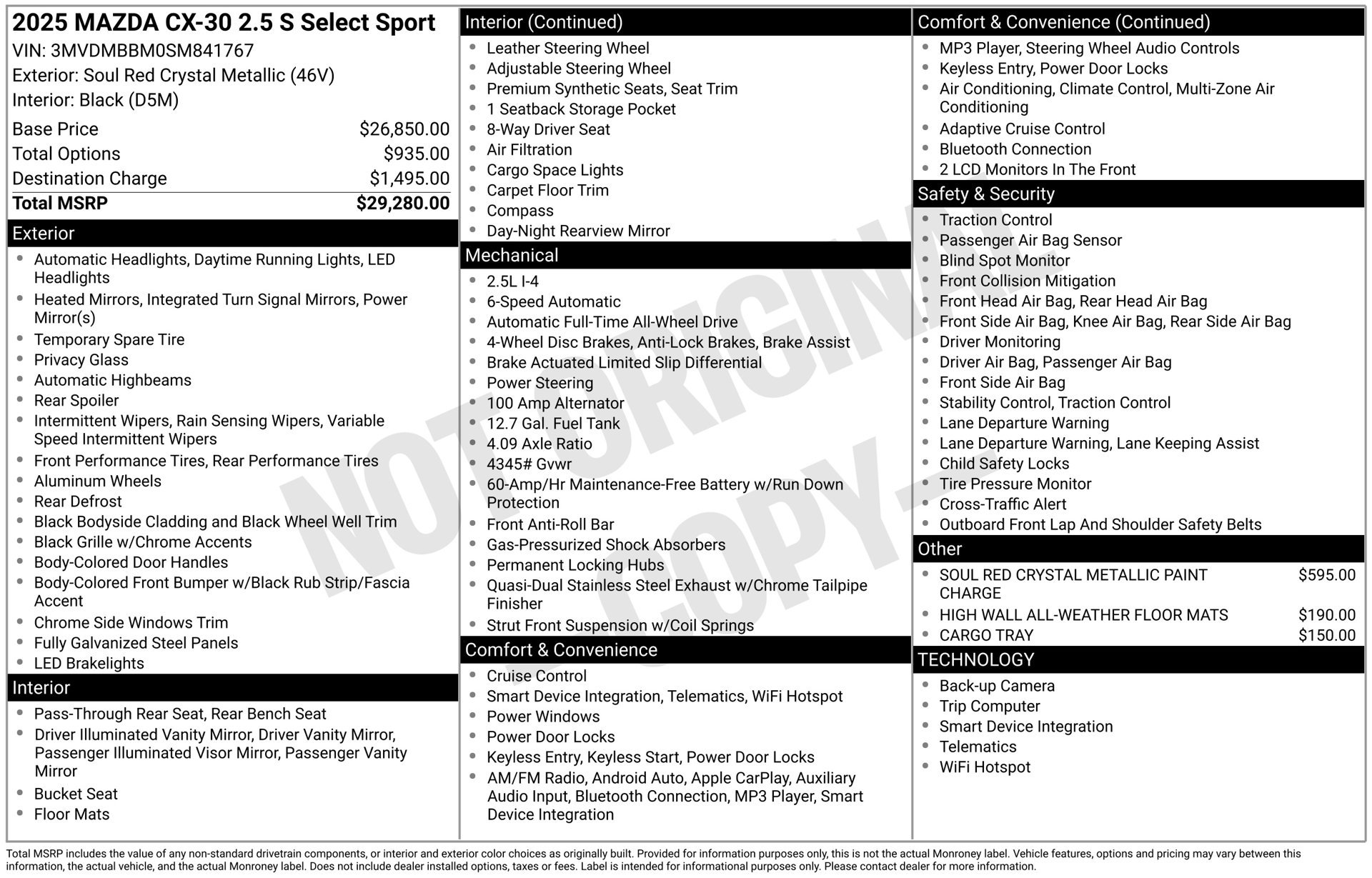 New 2025 MAZDA CX-30 AWD 2.5 S w/ Select Sport Pkg image 6