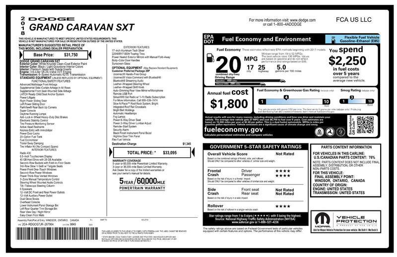 Used 2018 Dodge Grand Caravan SXT image 2