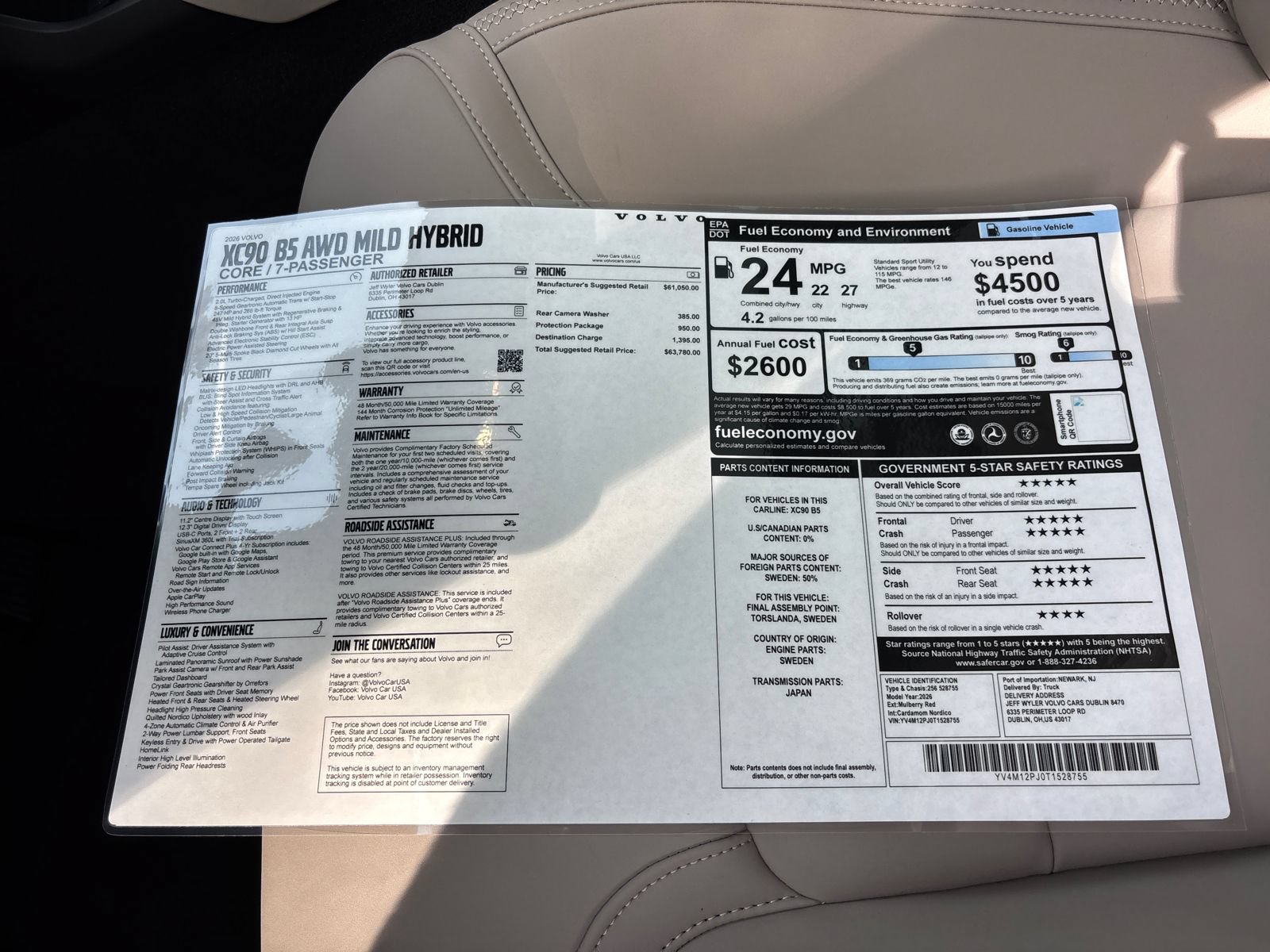 New 2026 Volvo XC90 B5 Core w/ Protection Package Premier AWD/4WD image 33