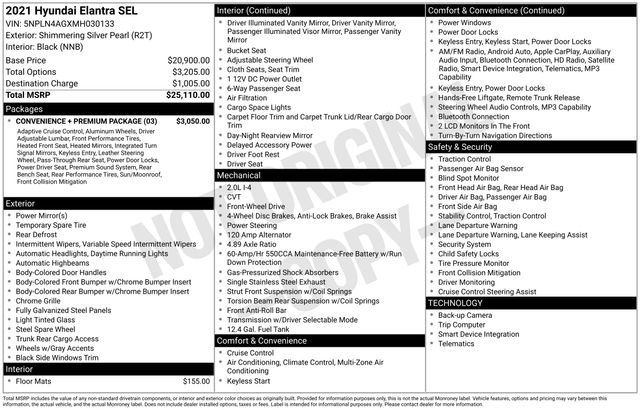 Used 2021 Hyundai Elantra SEL w/ Convenience + Premium Package FWD image 31