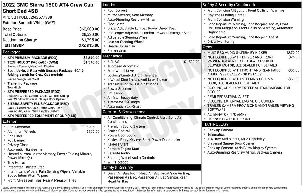 Used 2022 GMC Sierra 1500 AT4 w/ AT4 Premium Package AWD/4WD image 33