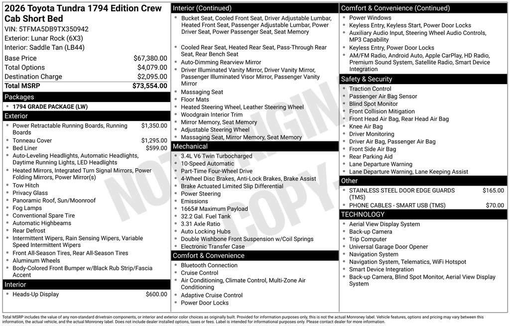 Used 2026 Toyota Tundra 1794 Edition AWD/4WD image 6