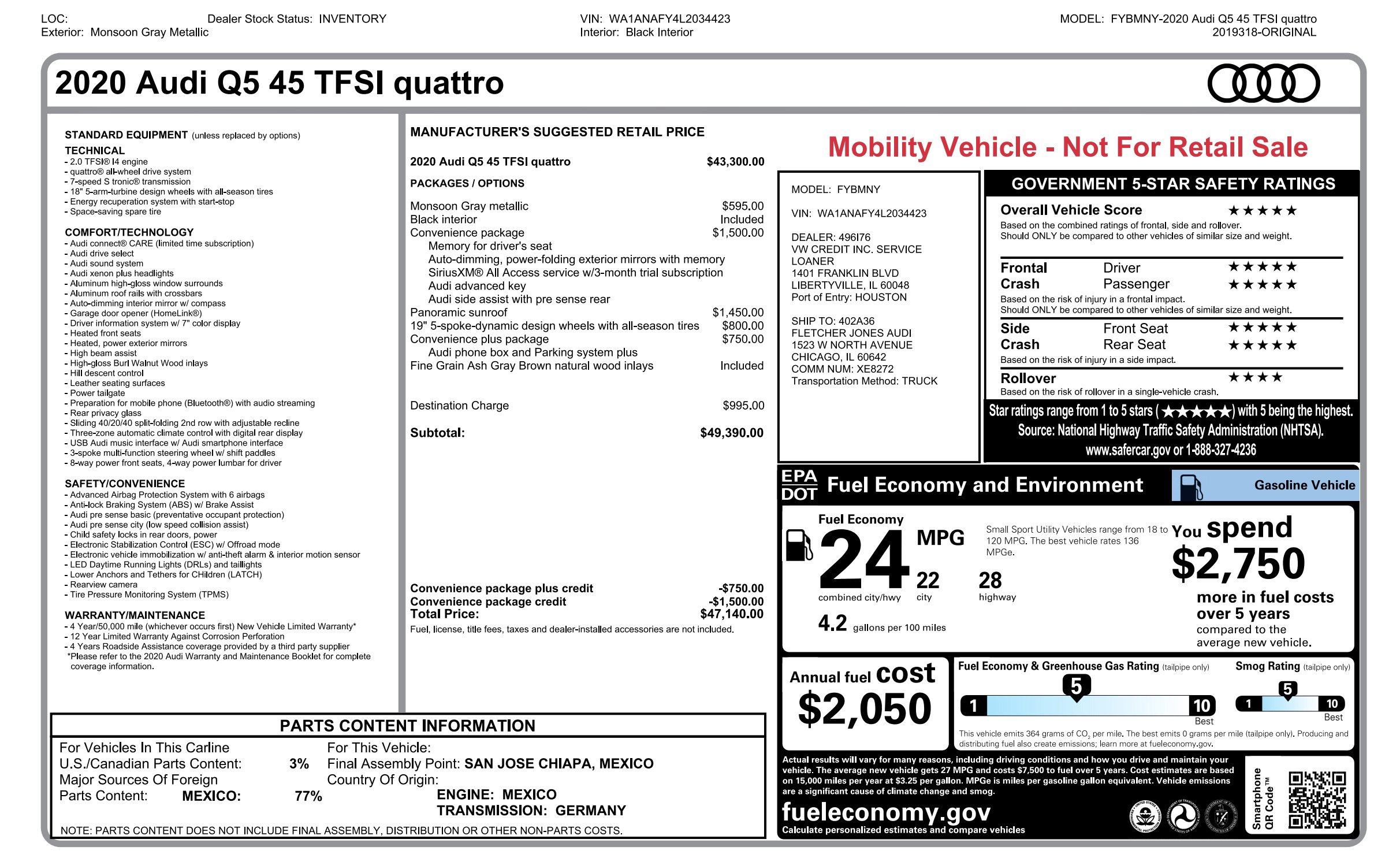 Used 2020 Audi Q5 Premium w/ Convenience Package image 3