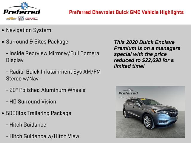 Certified 2020 Buick Enclave Premium w/ Surround and Sites Package image 2