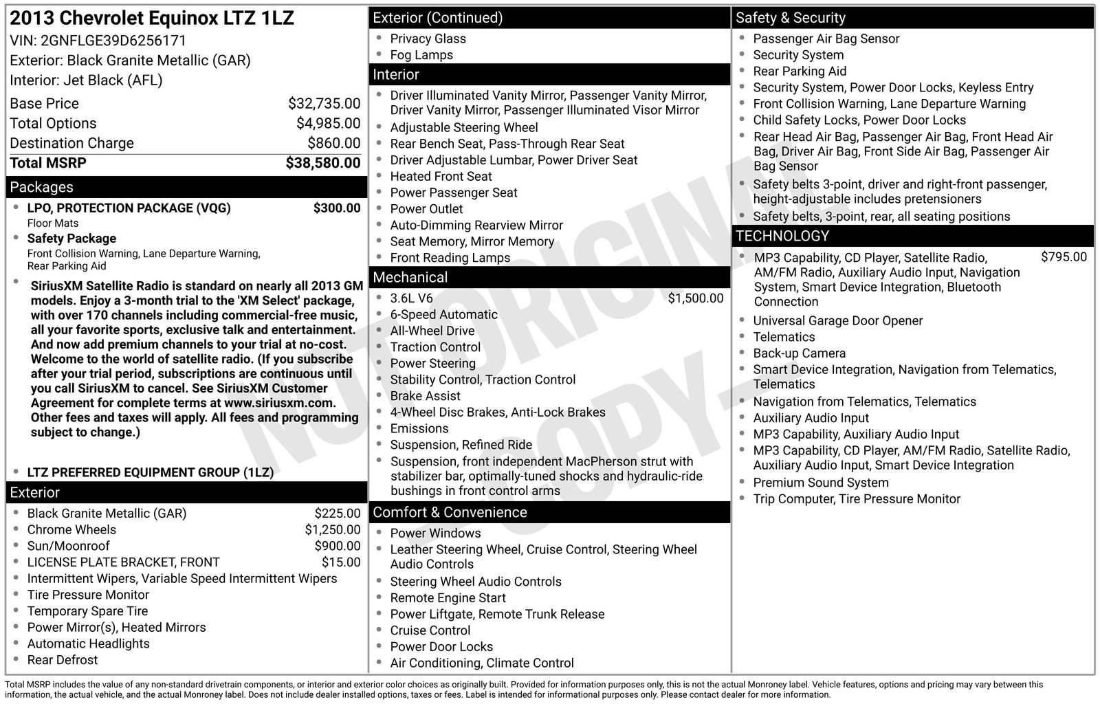 Used 2013 Chevrolet Equinox LTZ w/ LPO, Protection Package AWD/4WD image 7