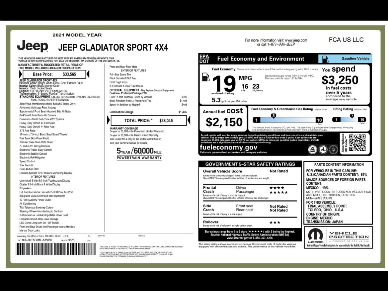 Used 2021 Jeep Gladiator Sport image 3