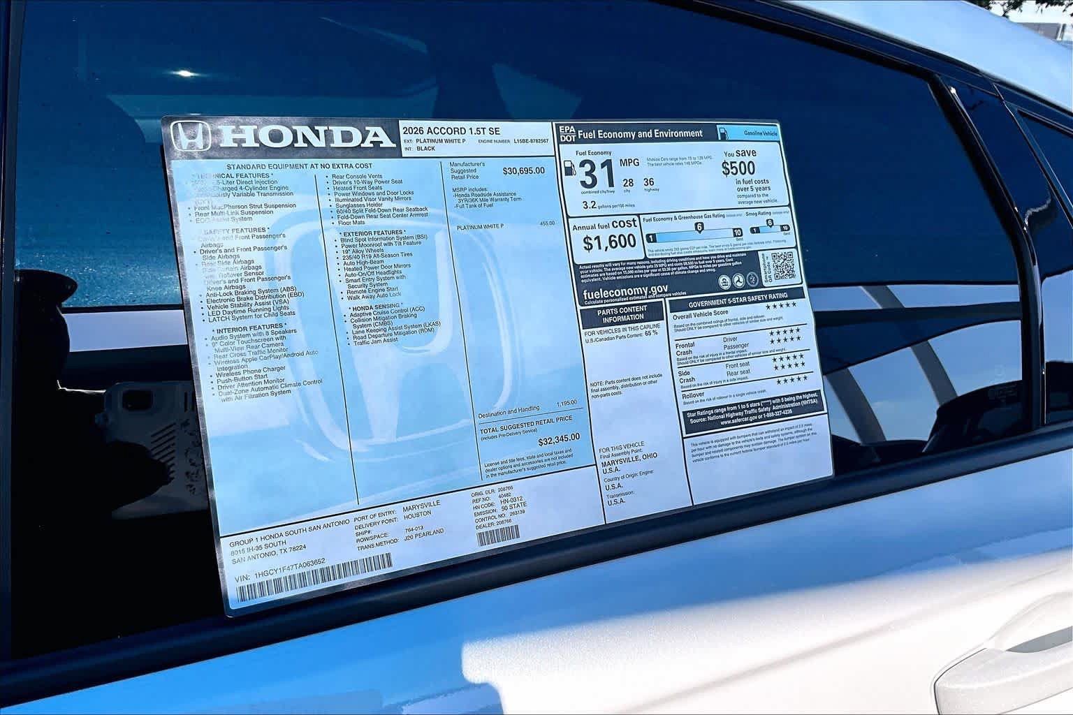 New 2026 Honda Accord SE image 21