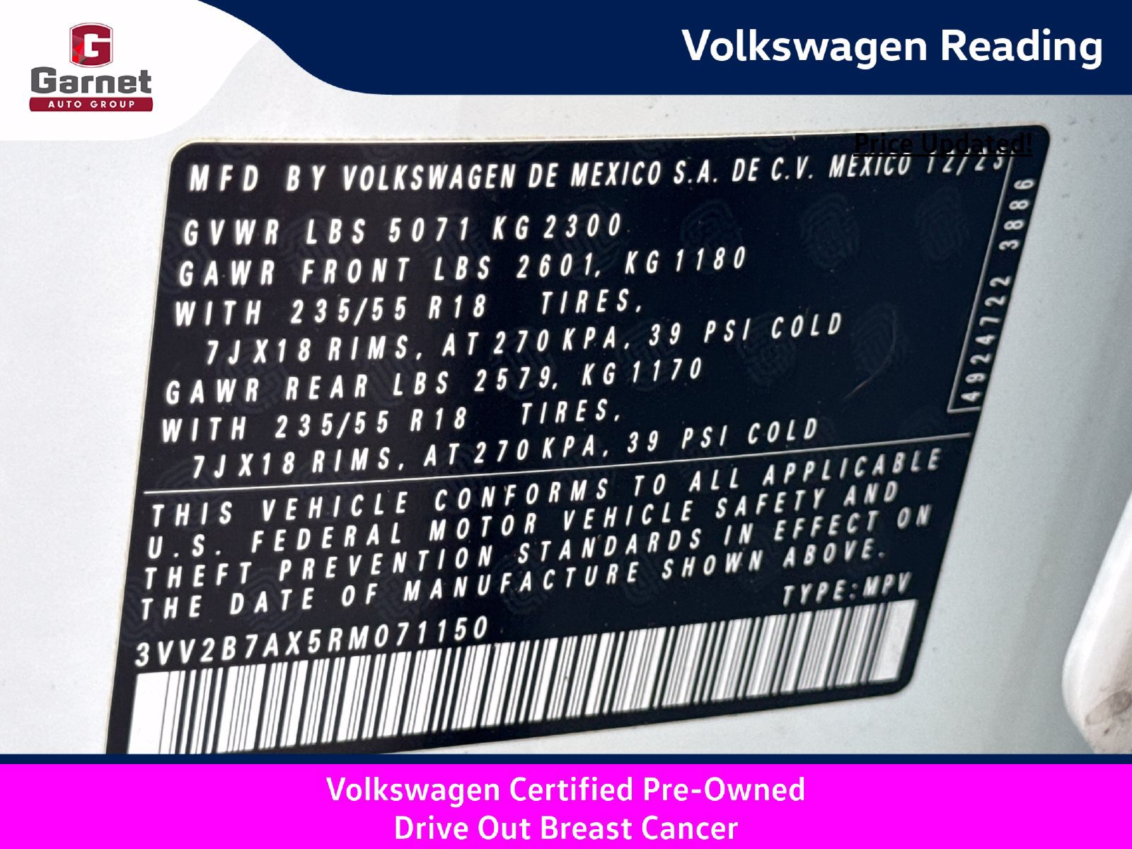 Certified 2024 Volkswagen Tiguan SE AWD/4WD image 30