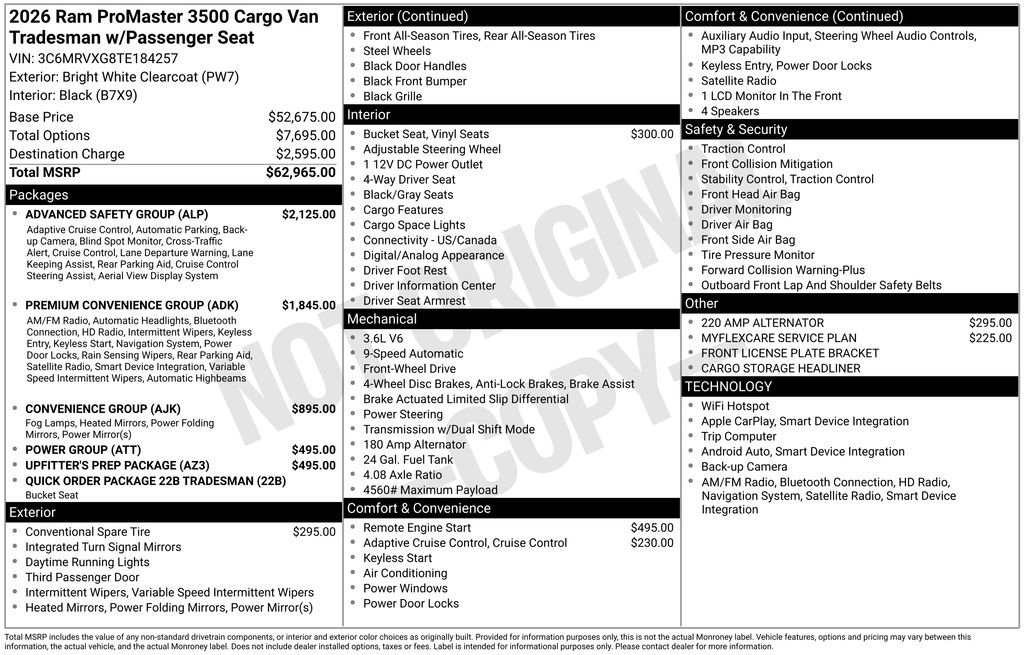 New 2026 RAM ProMaster 3500 w/ Advanced Safety Group FWD image 33