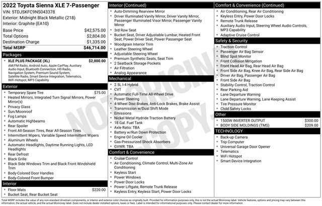 Certified 2022 Toyota Sienna XLE w/ XLE Plus Package image 16