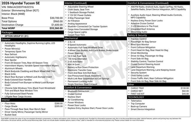 New 2026 Hyundai Tucson SE image 4