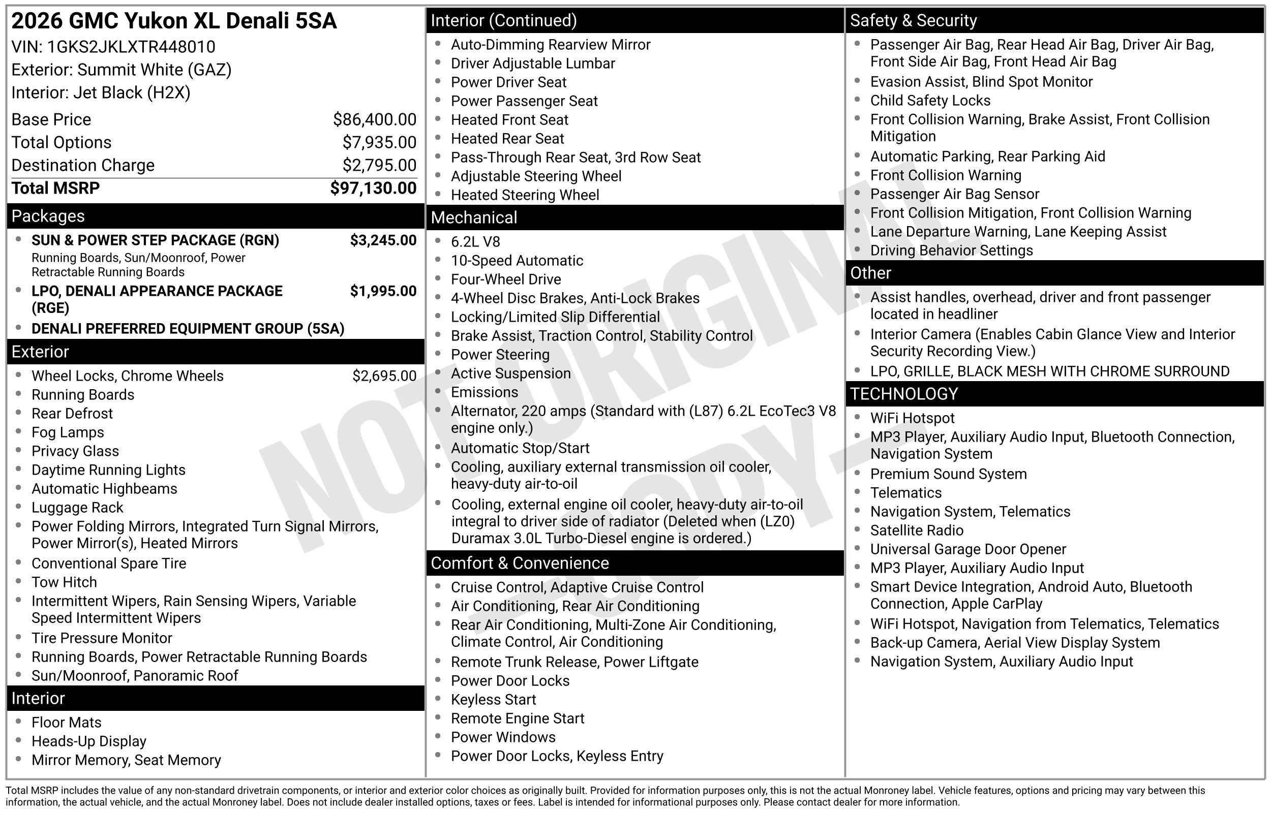 New 2026 GMC Yukon XL Denali w/ Sun & Power Step Package AWD/4WD image 48