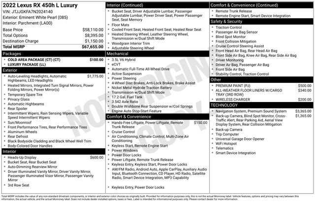 Used 2022 Lexus RX 450hL Luxury w/ Cold Area Package (CT) image 3