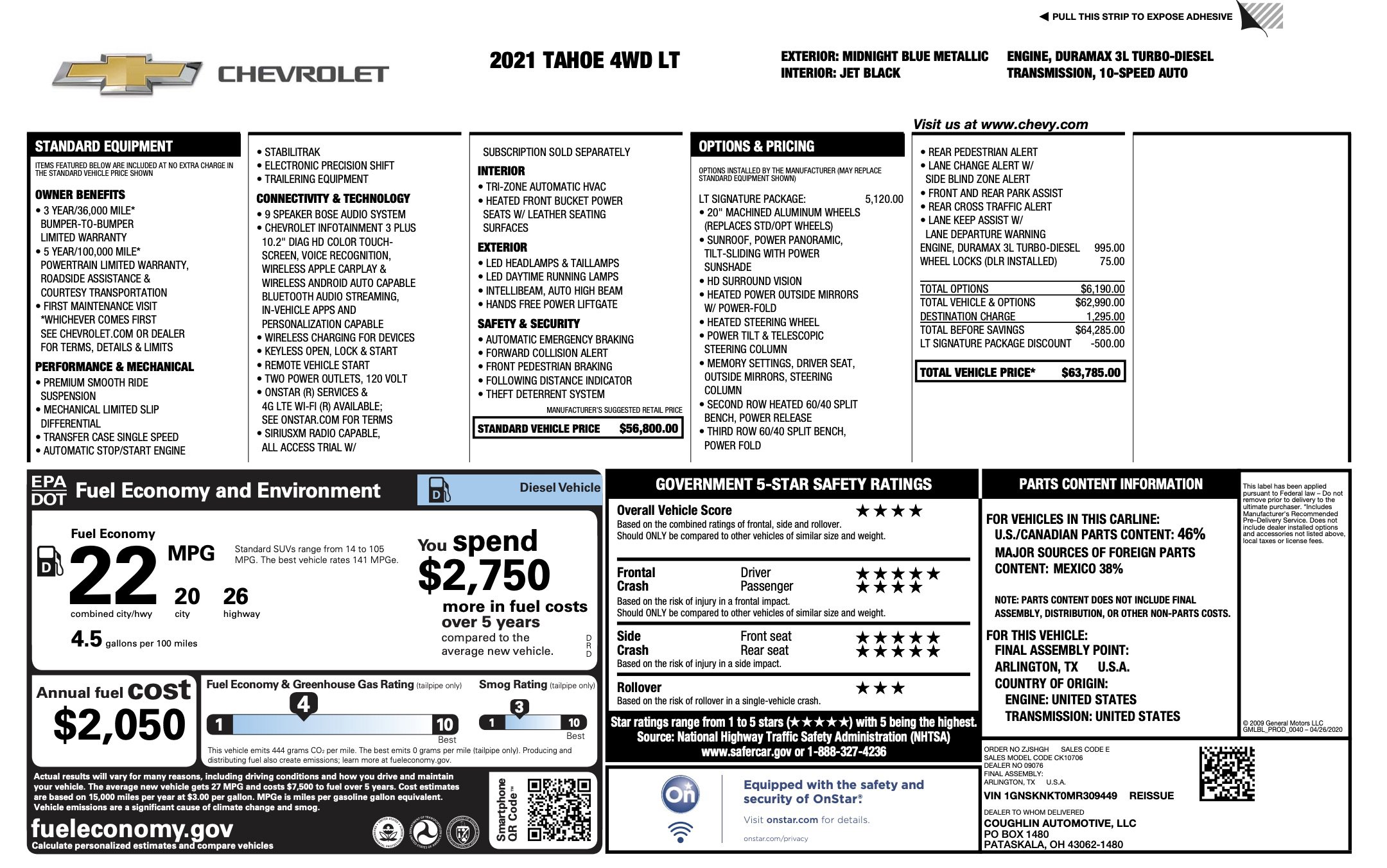 Used 2021 Chevrolet Tahoe LT w/ LT Signature Plus Package image 5