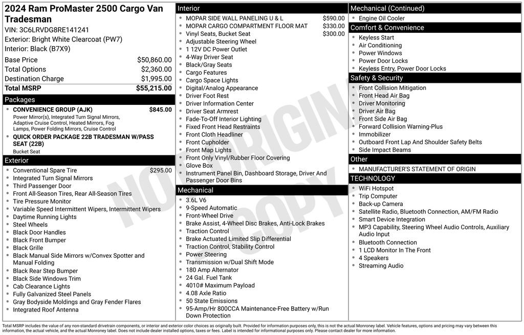 Used 2024 RAM ProMaster 2500 w/ Convenience Group FWD image 9