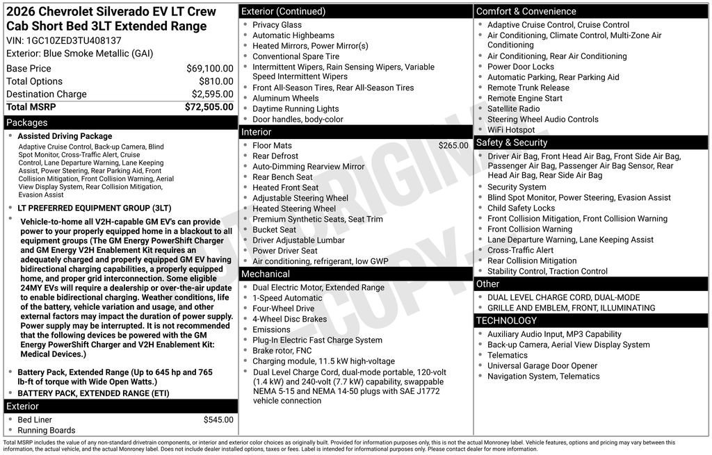 New 2026 Chevrolet Silverado EV LT AWD/4WD image 10