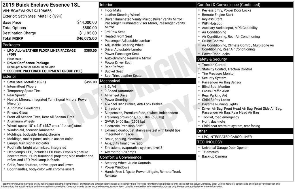 Certified 2019 Buick Enclave Essence AWD/4WD image 14