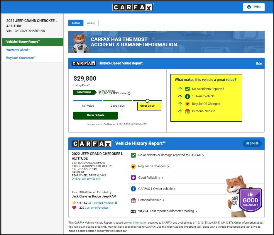 Used 2022 Jeep Grand Cherokee L Laredo image 12