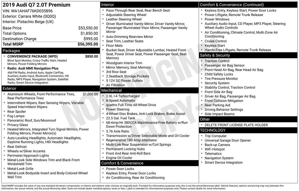 Used 2019 Audi Q7 2.0T Premium w/ Convenience Package image 6