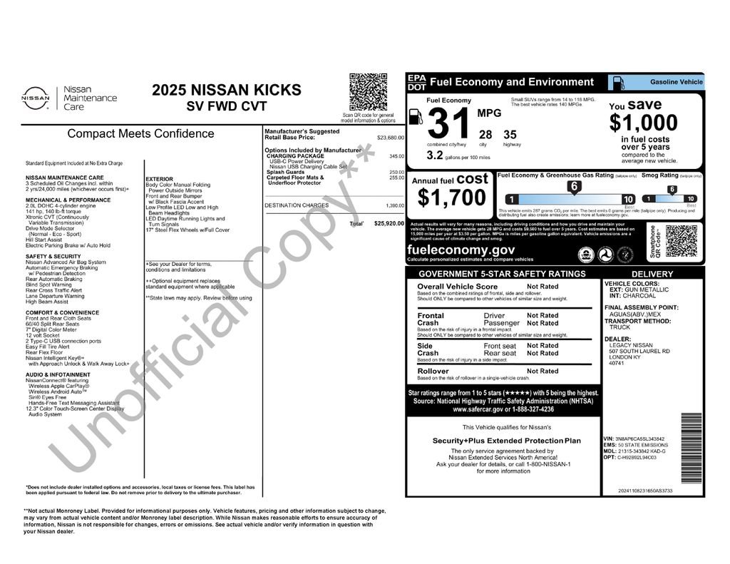 Certified 2025 Nissan Kicks SV w/ Charging Package FWD image 36