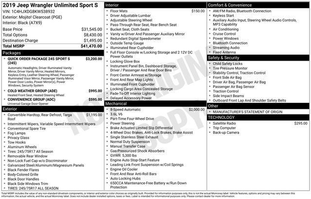 Used 2019 Jeep Wrangler Unlimited Sport S image 6