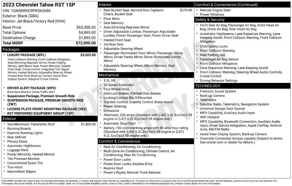 Used 2023 Chevrolet Tahoe RST w/ Luxury Package AWD/4WD image 5