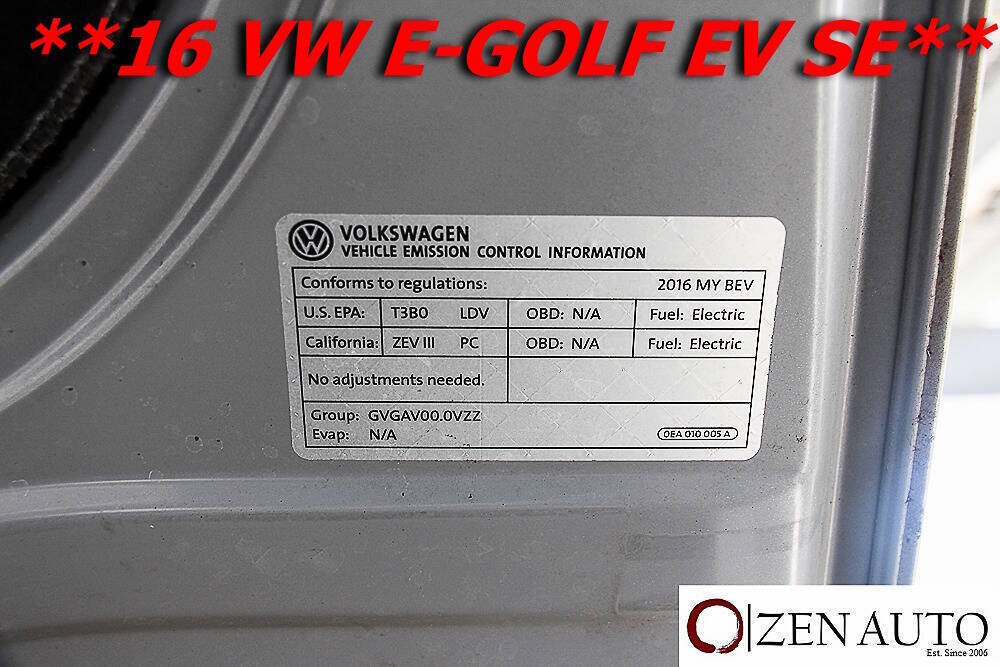 Used 2016 Volkswagen e-Golf SE FWD image 53