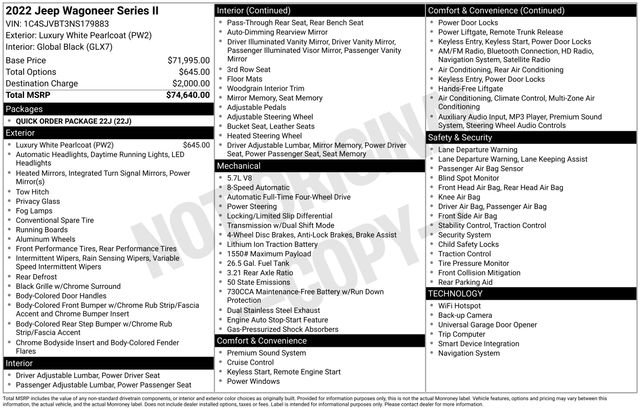 Certified 2022 Jeep Wagoneer Series II AWD/4WD image 38
