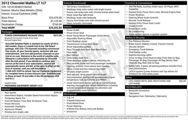 Used 2012 Chevrolet Malibu LT w/ Power Convenience Package FWD image 5