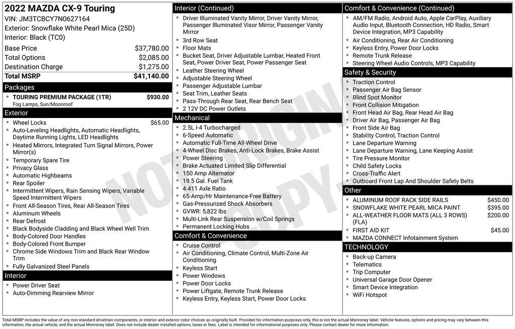 Certified 2022 MAZDA CX-9 Touring w/ Touring Premium Package AWD/4WD image 10