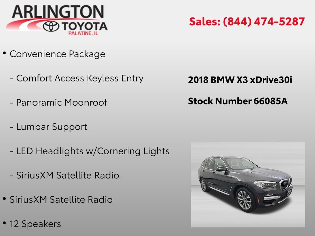 Used 2018 BMW X3 xDrive30i w/ Convenience Package AWD/4WD image 2