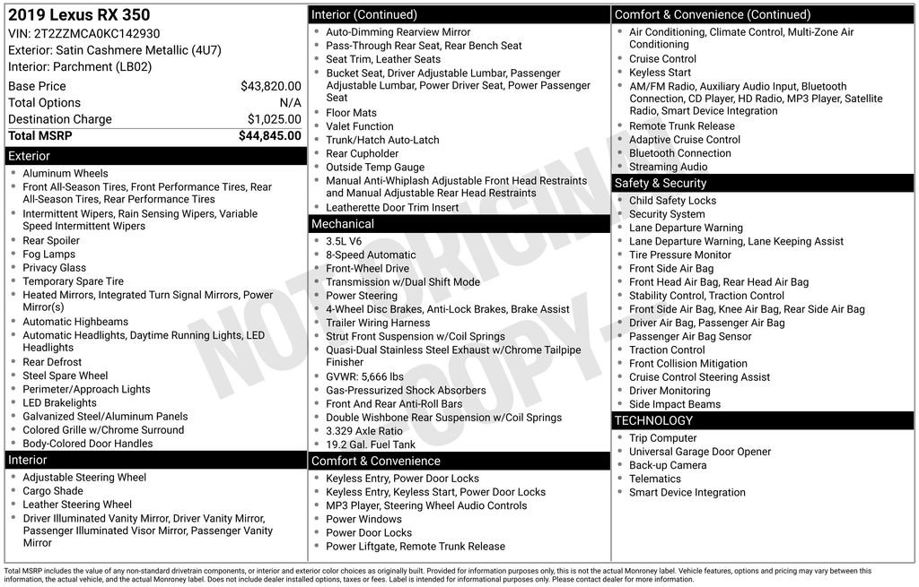 Used 2019 Lexus RX 350 FWD image 45