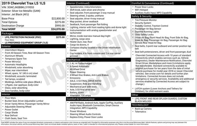 Used 2019 Chevrolet Trax LS w/ LPO, Protection Package AWD/4WD image 27
